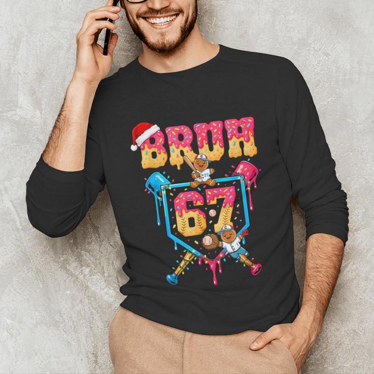 Christmas Gingerbread Bruh 67 Baseball Ice Cream Drip Kids Unisex Long Sleeve T-Shirt Christmas Gingerbread Bruh 67 Baseball Ice Cream Drip Kids Unisex Long Sleeve T-Shirt