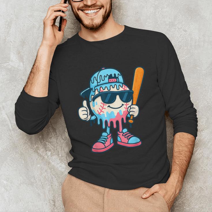 Cool Ice Cream Drip Baseball Drip For Boys Sports Kids Unisex Long Sleeve T-Shirt Cool Ice Cream Drip Baseball Drip For Boys Sports Kids Unisex Long Sleeve T-Shirt