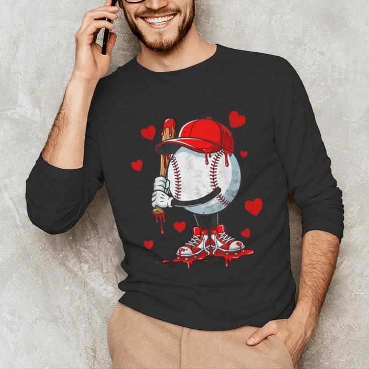 Cute Dripping Baseball Lover Valentines Day Boys Kids Unisex Long Sleeve T-Shirt