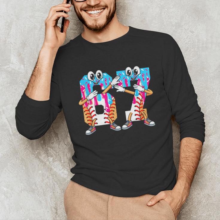 Dabbing Baseball Ice Cream Drip Number 67 Birthday Party Unisex Long Sleeve T-Shirt Dabbing Baseball Ice Cream Drip Number 67 Birthday Party Unisex Long Sleeve T-Shirt