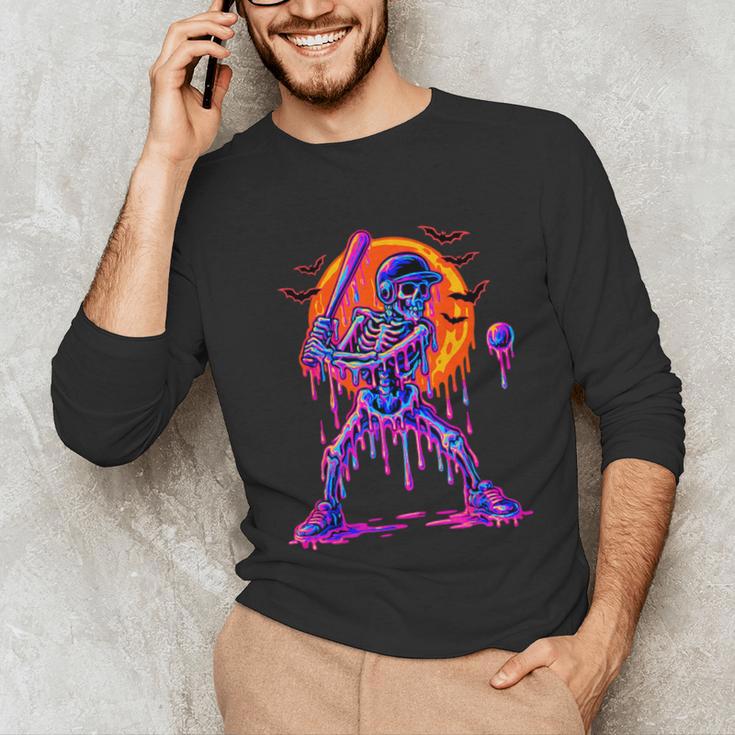 Drip Skeleton Batting Baseball Halloween Unisex Long Sleeve T-Shirt Drip Skeleton Batting Baseball Halloween Unisex Long Sleeve T-Shirt