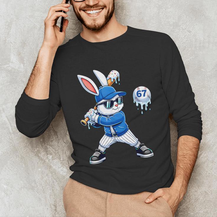 Dripping Drip Baseball Rabbit Bunny Easter Men Boy Kid Unisex Long Sleeve T-Shirt
