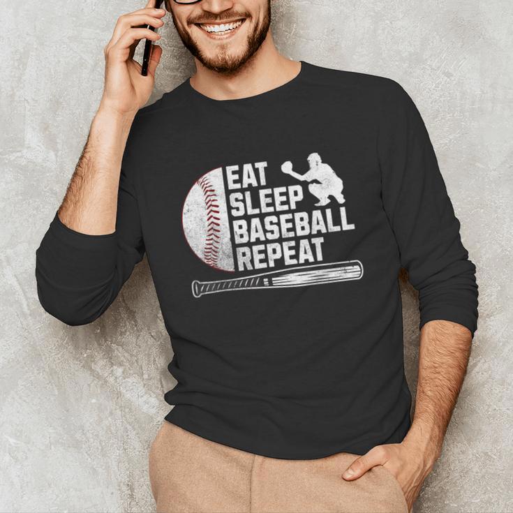Eat Sleep Baseball Repeat Baseball Player Men Boys Unisex Long Sleeve T-Shirt Eat Sleep Baseball Repeat Baseball Player Men Boys Unisex Long Sleeve T-Shirt