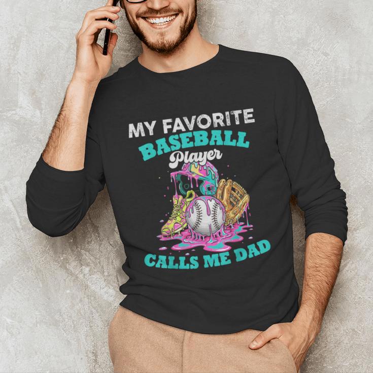 My Favorite Baseball Player Calls Me Dad Ice Cream Drip Unisex Long Sleeve T-Shirt My Favorite Baseball Player Calls Me Dad Ice Cream Drip Unisex Long Sleeve T-Shirt