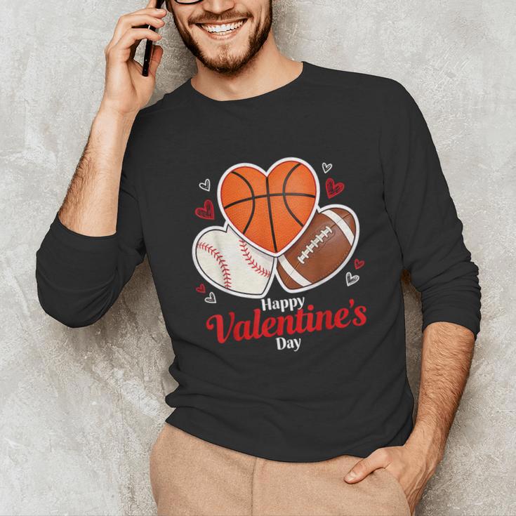 Happy Valentine’s Basketball Football Valentine Baseball Unisex Long Sleeve T-Shirt Happy Valentine’s Basketball Football Valentine Baseball Unisex Long Sleeve T-Shirt