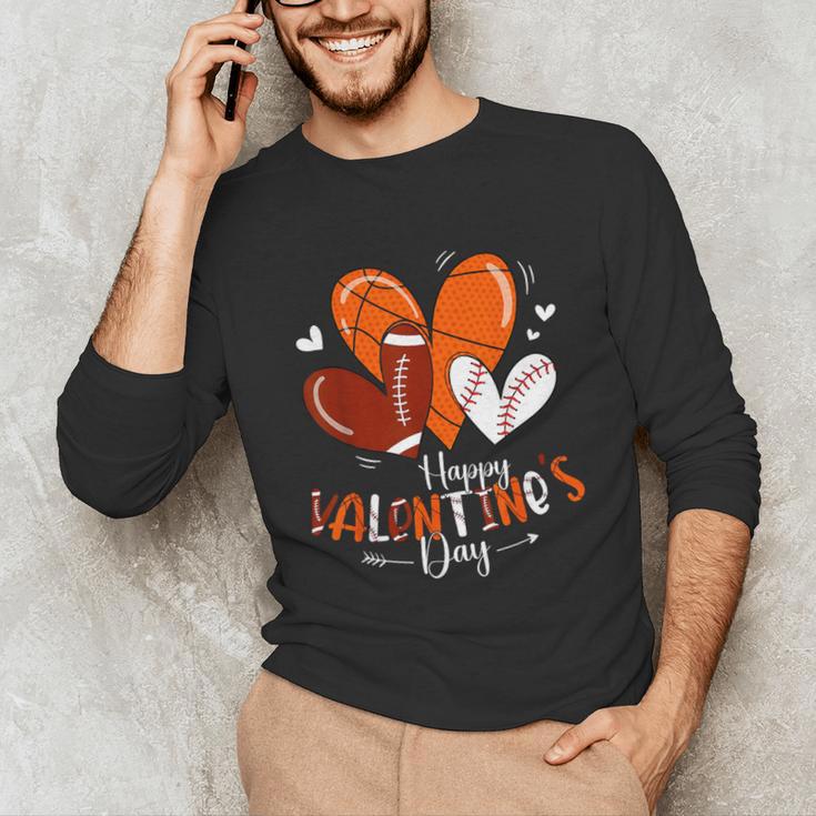 Happy Valentines Day Basketball Baseball Football Boys Unisex Long Sleeve T-Shirt Happy Valentines Day Basketball Baseball Football Boys Unisex Long Sleeve T-Shirt