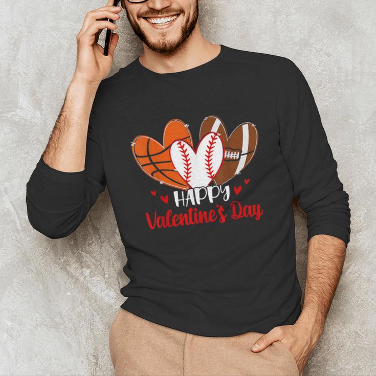 Happy Valentines Day Shirt Boys Basketball Baseball Football Unisex Long Sleeve T-Shirt
