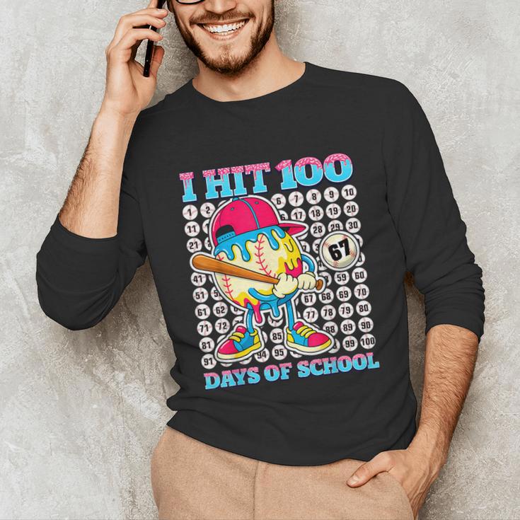 I Hit 100 Days Of School 67 Drip Baseball Boys Kids Unisex Long Sleeve T-Shirt