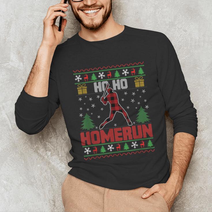 Ho Ho Homerun Xmas Sports Player Baseball Ugly Christmas Unisex Long Sleeve T-Shirt Ho Ho Homerun Xmas Sports Player Baseball Ugly Christmas Unisex Long Sleeve T-Shirt