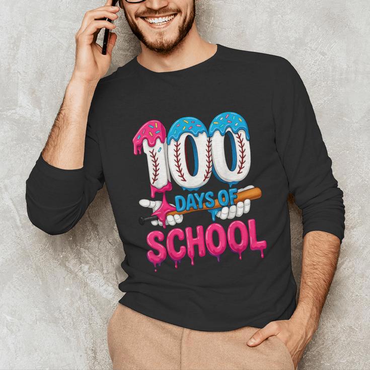 HUGvyn 100 Days Of School Baseball Ice Cream Teacher Student Unisex Long Sleeve T-Shirt