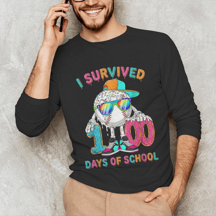 HUGvyn I Survived 100 Days Of School Baseball 6 7 Ice Cream Unisex Long Sleeve T-Shirt