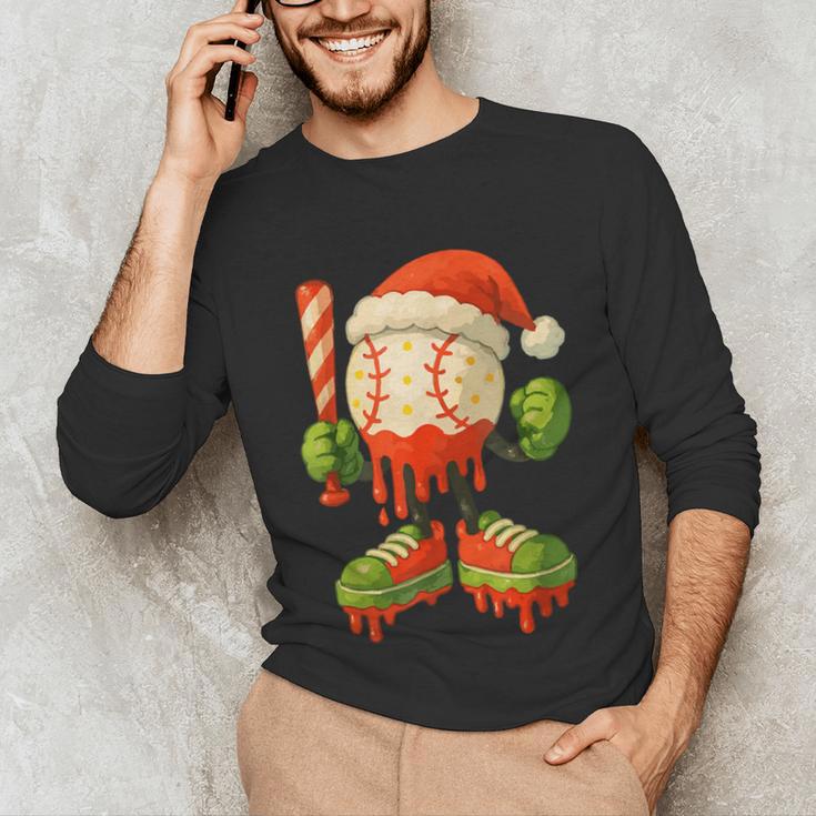 Ice Cream Drip Baseball Christmas Baseball Drip Candy Cane Unisex Long Sleeve T-Shirt Ice Cream Drip Baseball Christmas Baseball Drip Candy Cane Unisex Long Sleeve T-Shirt
