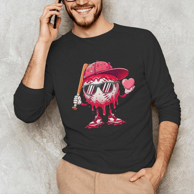 Ice Cream Drip Baseball Valentine's Day Spots Baseball Drip Unisex Long Sleeve T-Shirt