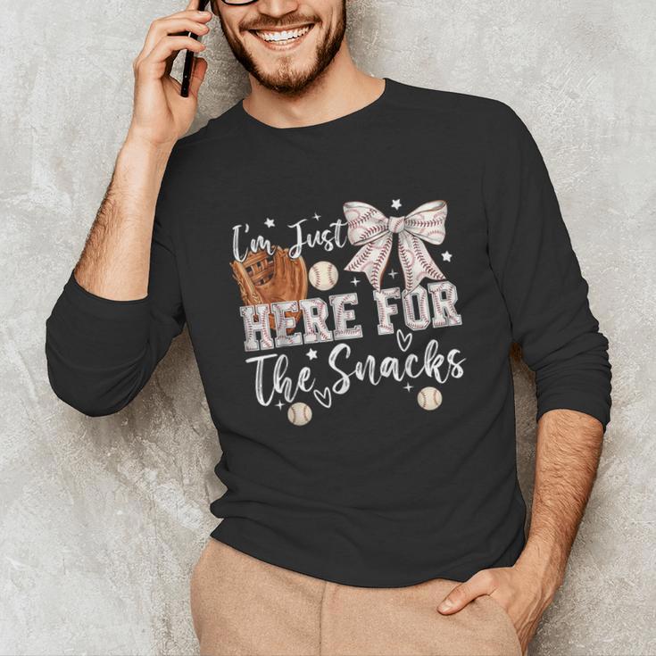 I'm Just Here For The Snacks Baseball Coquette Game Day Girl Unisex Long Sleeve T-Shirt I'm Just Here For The Snacks Baseball Coquette Game Day Girl Unisex Long Sleeve T-Shirt