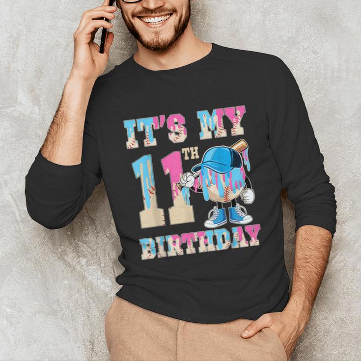 It's My 11th Birthday Baseball Ice Cream Drip Theme Unisex Long Sleeve T-Shirt
