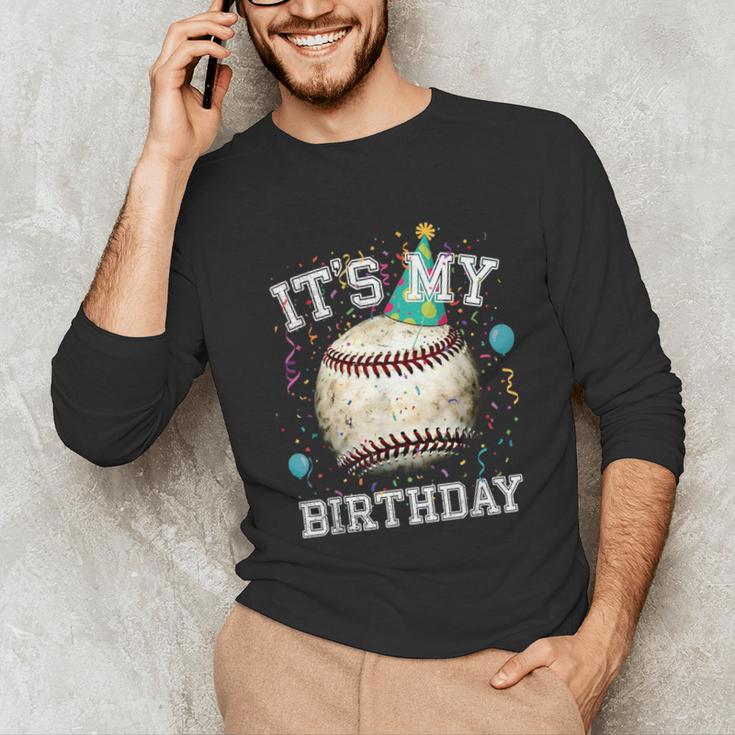 Its My Birthday Vintage Baseball Celebration For Men Kids Unisex Long Sleeve T-Shirt