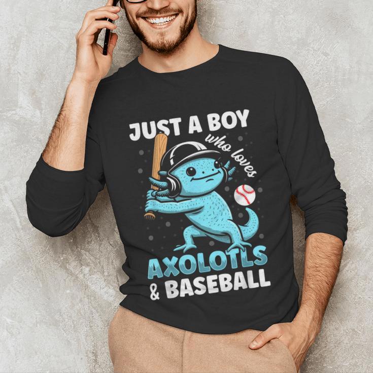 Just A Boy Who Loves Axolotls & Baseball Unisex Long Sleeve T-Shirt