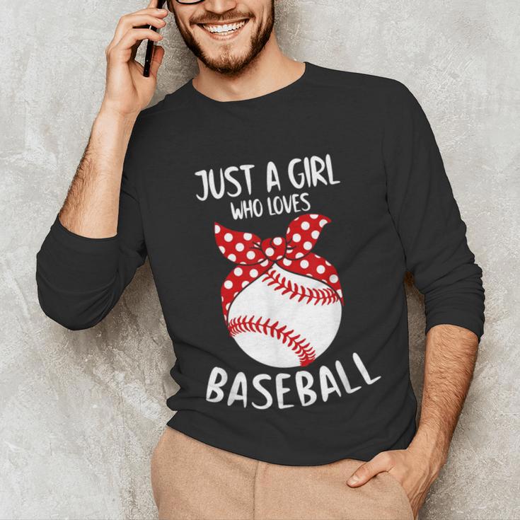 Just A Girl Who Loves Baseball Cute Retro Baseball Lover Unisex Long Sleeve T-Shirt Just A Girl Who Loves Baseball Cute Retro Baseball Lover Unisex Long Sleeve T-Shirt