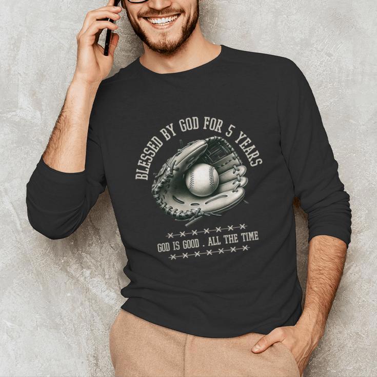 Kids Blessed By God For 5 Years Old Baseball 5th Birthday Unisex Long Sleeve T-Shirt Kids Blessed By God For 5 Years Old Baseball 5th Birthday Unisex Long Sleeve T-Shirt