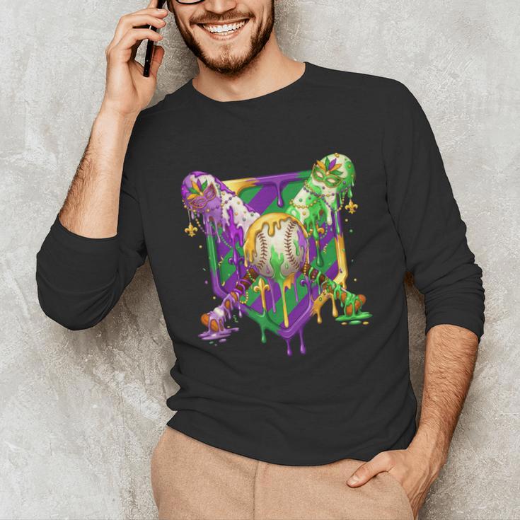 Mardi Gras Ice Cream Drip Baseball Sports For Men Women Kids Unisex Long Sleeve T-Shirt Mardi Gras Ice Cream Drip Baseball Sports For Men Women Kids Unisex Long Sleeve T-Shirt