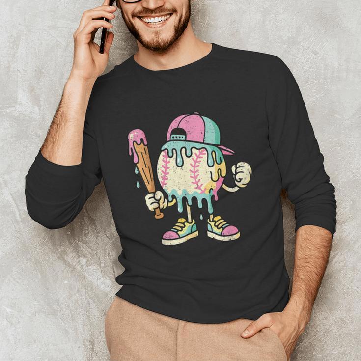 Melted Ice-Cream Baseball Mascot Pastel Pop Unisex Long Sleeve T-Shirt Melted Ice-Cream Baseball Mascot Pastel Pop Unisex Long Sleeve T-Shirt