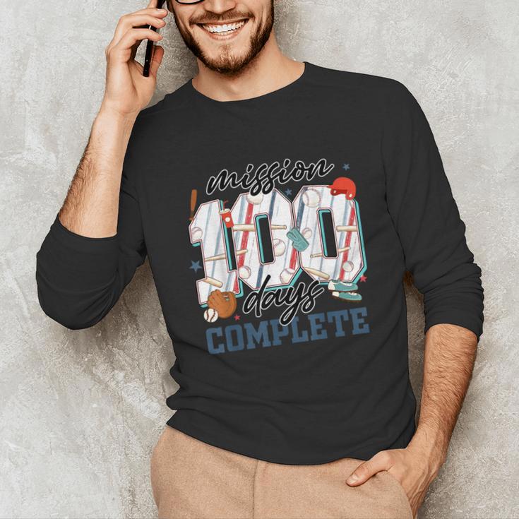 Mission 100 Days Complete Baseball 100th Day Of School Boys Unisex Long Sleeve T-Shirt