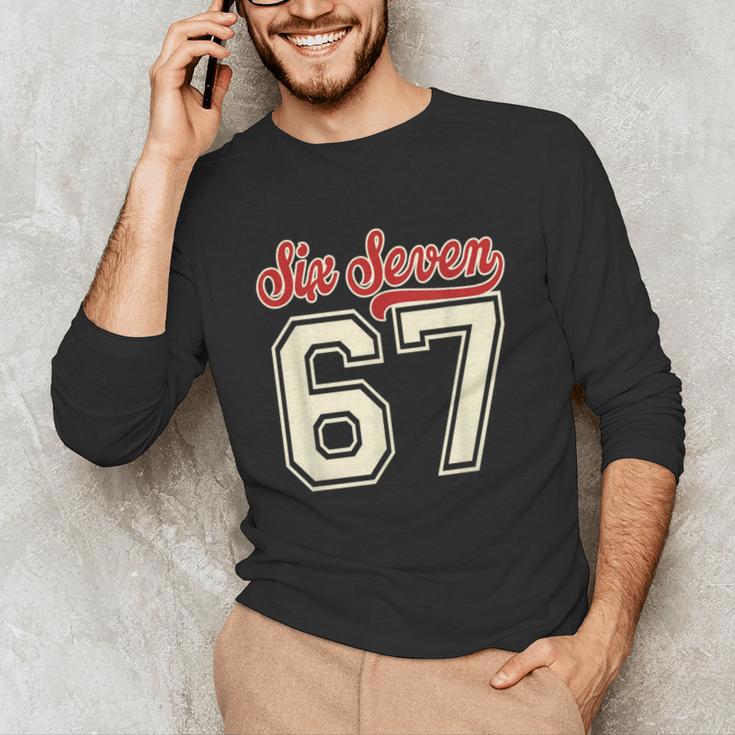Number 67 Meme Six Seven Baseball Style Kids Boy Teen Unisex Long Sleeve T-Shirt