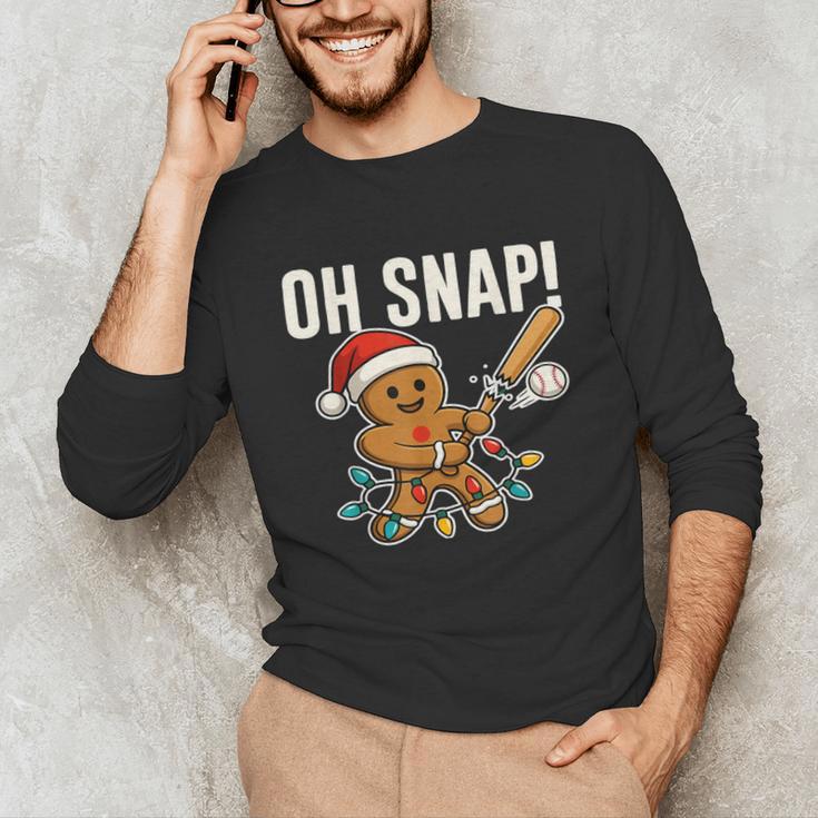 Oh Snap Gingerbreadman Christmas Baseball Humor Unisex Long Sleeve T-Shirt