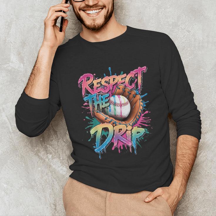 Respect The Drip Baseball Drip Glove Youth Boys Girls Player Unisex Long Sleeve T-Shirt Respect The Drip Baseball Drip Glove Youth Boys Girls Player Unisex Long Sleeve T-Shirt