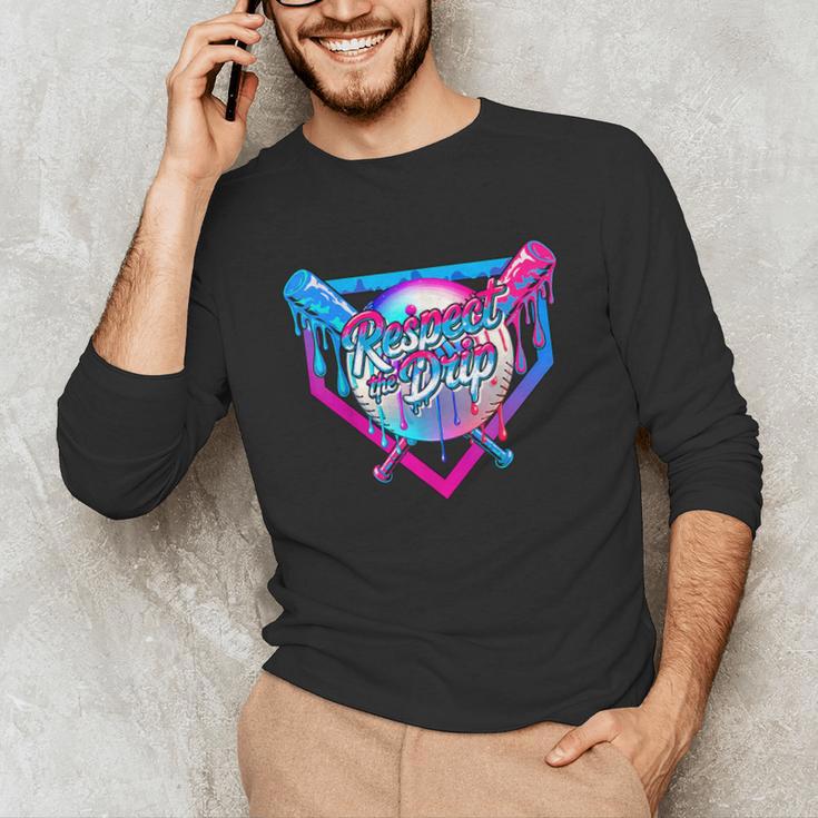Respect The Drip Baseball Ice Cream For Kids Boys Youth Unisex Long Sleeve T-Shirt
