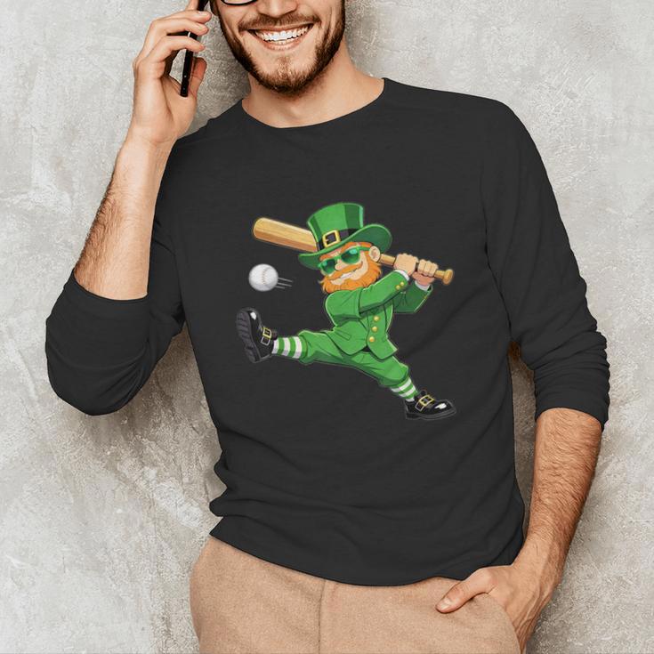 Retro Leprechaun Baseball St Patricks Day Sport Men Boy Kids Unisex Long Sleeve T-Shirt