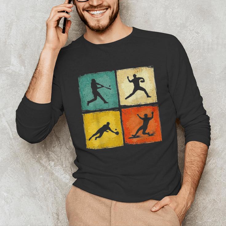 Retro Style Baseball Lover Playing Men Women Kids Baseball Unisex Long Sleeve T-Shirt