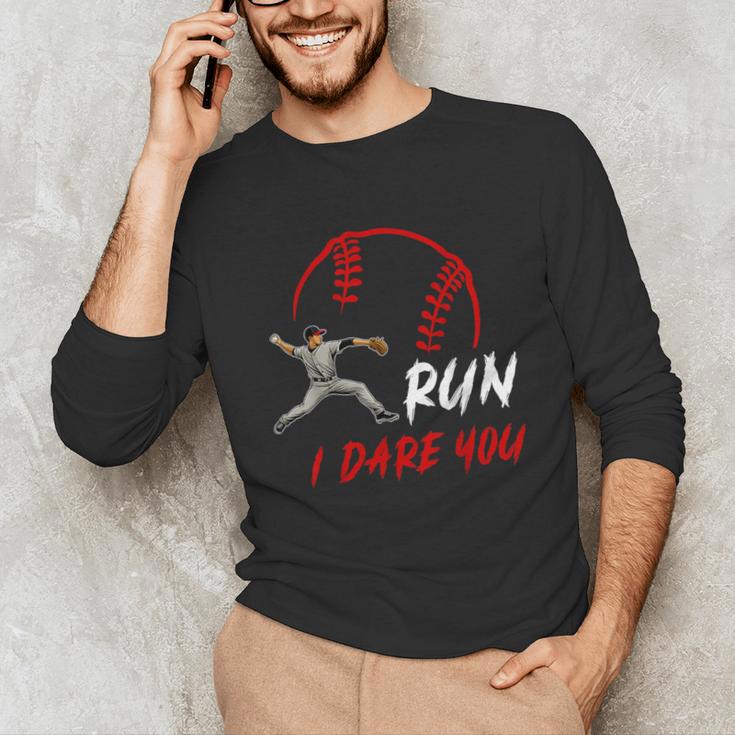 Run Steal I Dare You Humor Baseball Catcher Vintage Unisex Long Sleeve T-Shirt Run Steal I Dare You Humor Baseball Catcher Vintage Unisex Long Sleeve T-Shirt