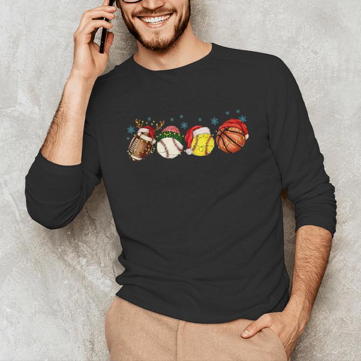 Santa Sports Boys Xmas Baseball Football Softball Basketball Unisex Long Sleeve T-Shirt Santa Sports Boys Xmas Baseball Football Softball Basketball Unisex Long Sleeve T-Shirt
