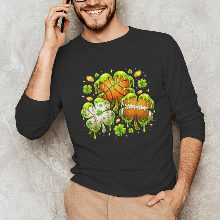 Shamrock Basketball Baseball Drip St Patrick's Day Boys Men Unisex Long Sleeve T-Shirt Shamrock Basketball Baseball Drip St Patrick's Day Boys Men Unisex Long Sleeve T-Shirt