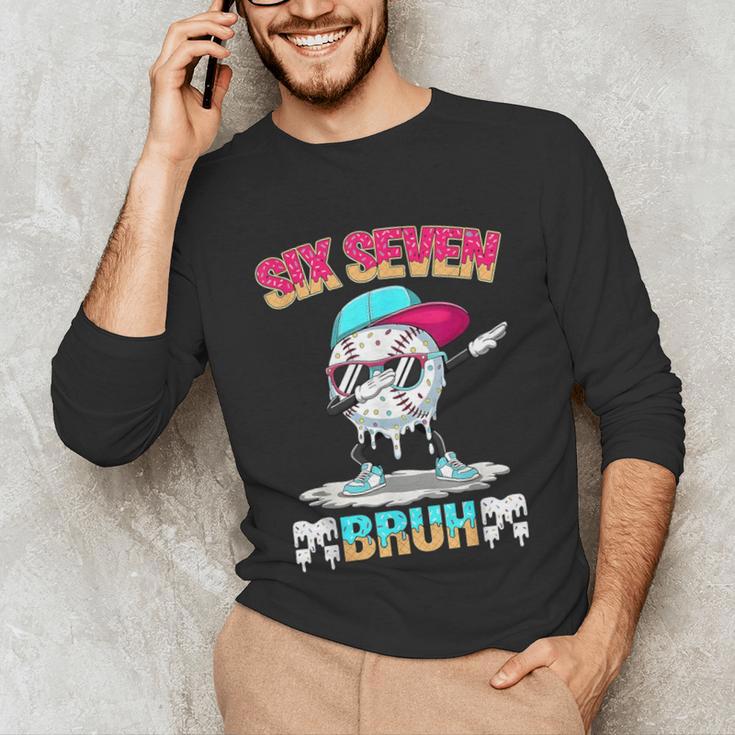 Six Seven 67 Meme Ice Cream Drip Baseball Dabbing Boy Kids Unisex Long Sleeve T-Shirt