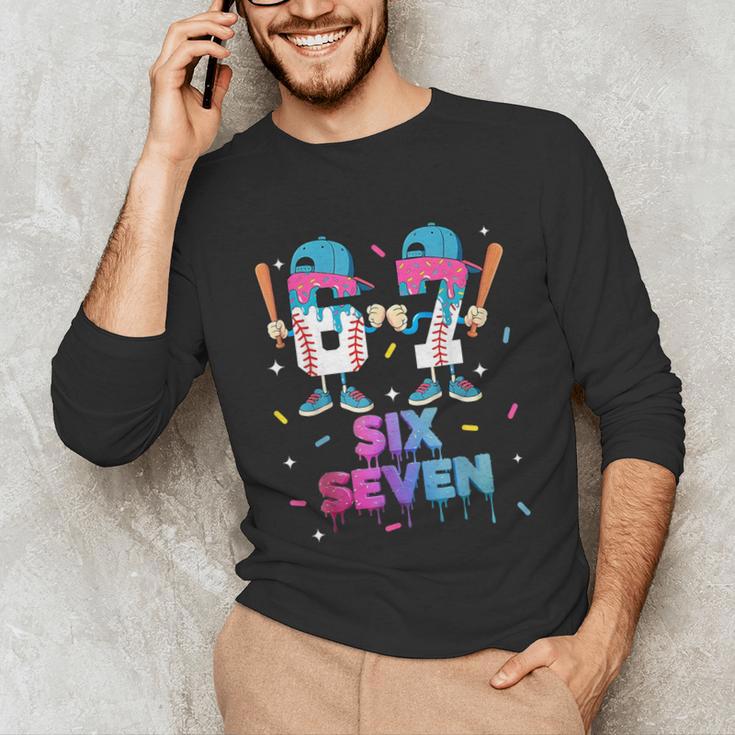 Six Seven Baseball Ice Cream Drip 6 7 Meme Gen Alpha Slang Unisex Long Sleeve T-Shirt Six Seven Baseball Ice Cream Drip 6 7 Meme Gen Alpha Slang Unisex Long Sleeve T-Shirt