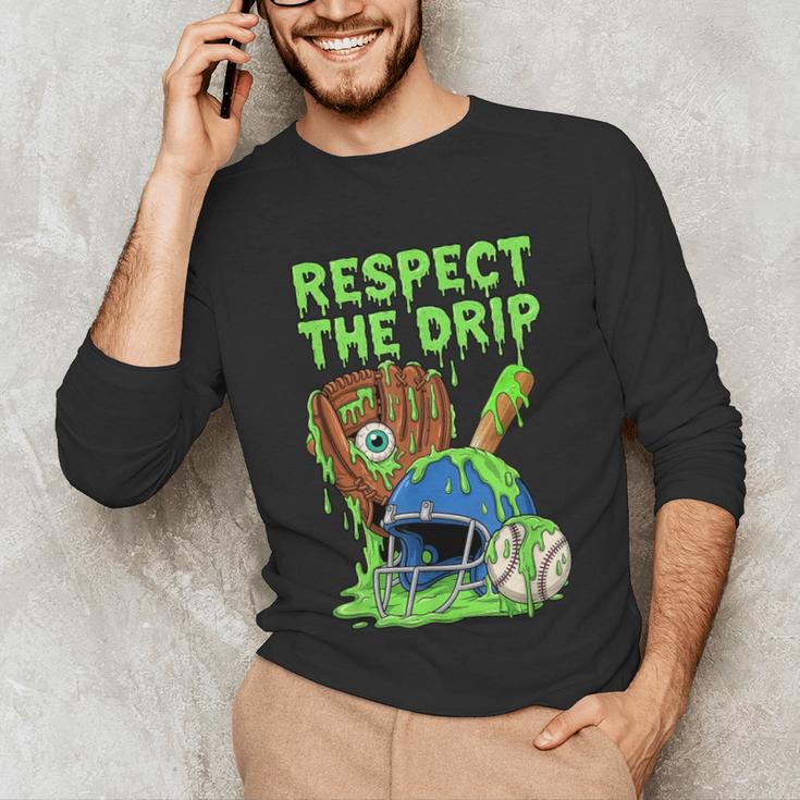 Spooky Zombie Respect The Drip Baseball Halloween Unisex Long Sleeve T-Shirt Spooky Zombie Respect The Drip Baseball Halloween Unisex Long Sleeve T-Shirt