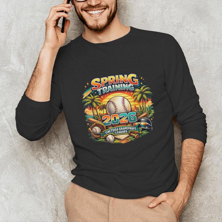 Spring Training 2026 Retro Baseball Palm Cactus Unisex Long Sleeve T-Shirt