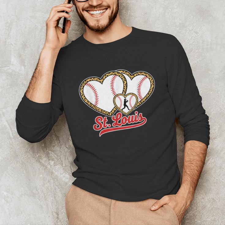 St Louis Leopard Heart Baseball Batter Boys Fan Unisex Long Sleeve T-Shirt St Louis Leopard Heart Baseball Batter Boys Fan Unisex Long Sleeve T-Shirt