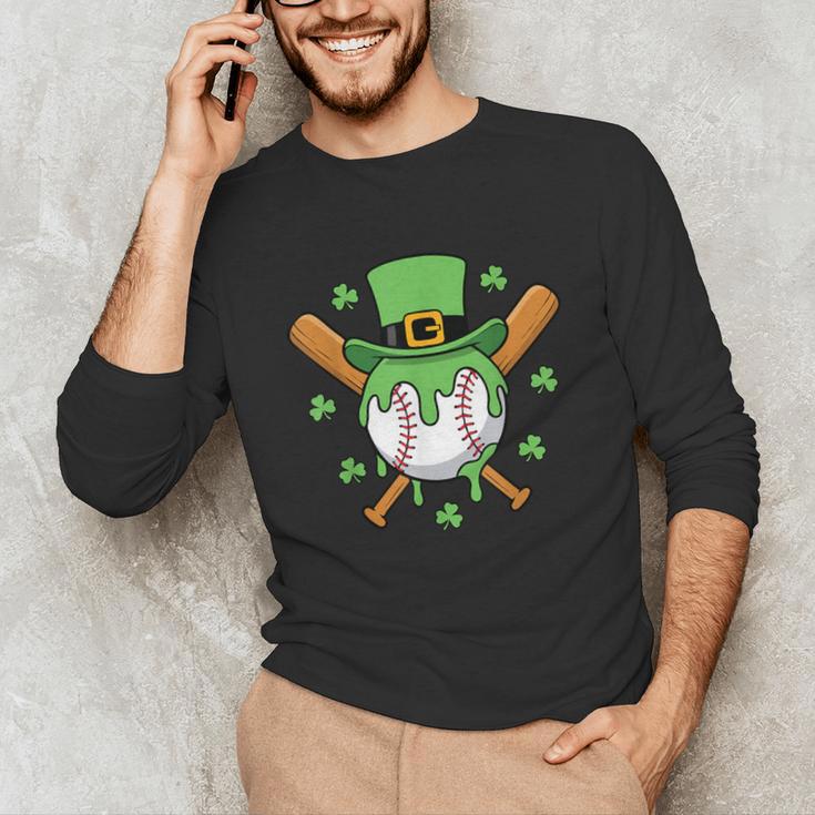 St Patricks Day Baseball Drip Ice Cream Baseball Home Plate Unisex Long Sleeve T-Shirt