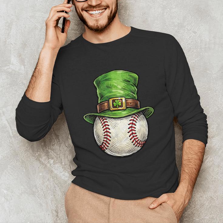 St Patricks Day Baseball Player Leprechaun Hat Men Boys Kids Unisex Long Sleeve T-Shirt