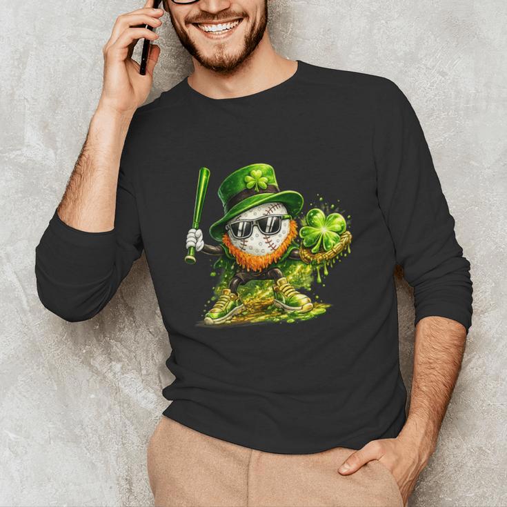 St Patrick’s Day Baseball Shamrock Player Unisex Long Sleeve T-Shirt