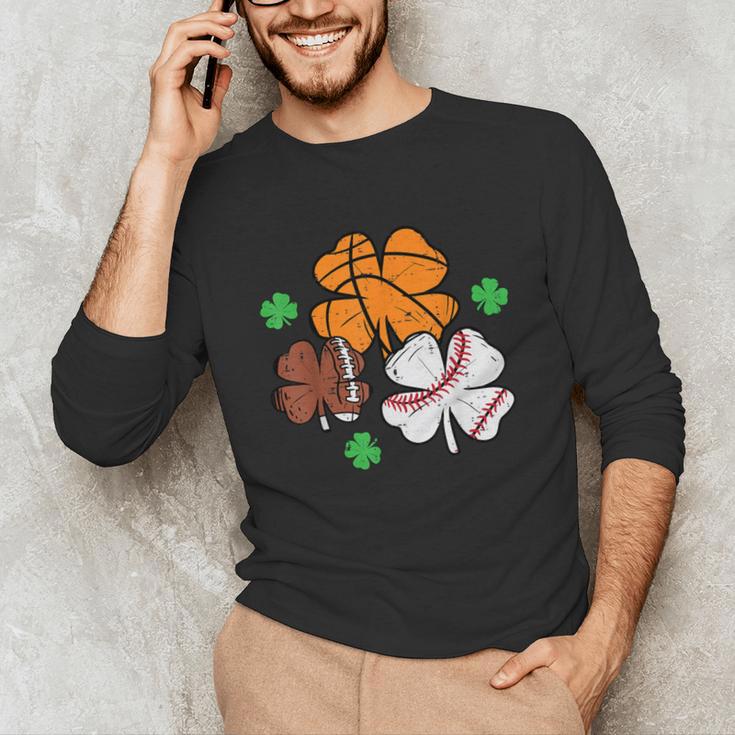 St Patricks Day Shamrock Basketball Baseball Men Boys Kids Unisex Long Sleeve T-Shirt