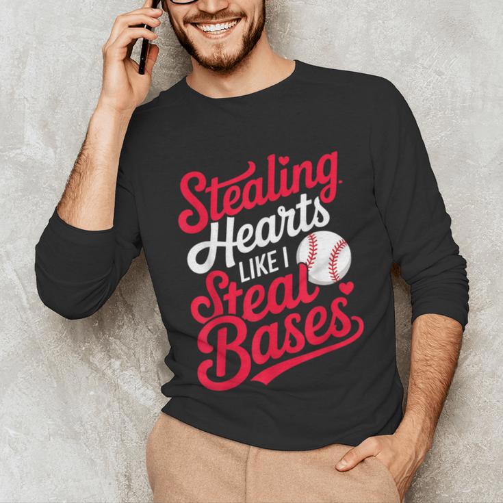 Stealing Hearts Like I Steal Bases Cute Baseball Boys Unisex Long Sleeve T-Shirt