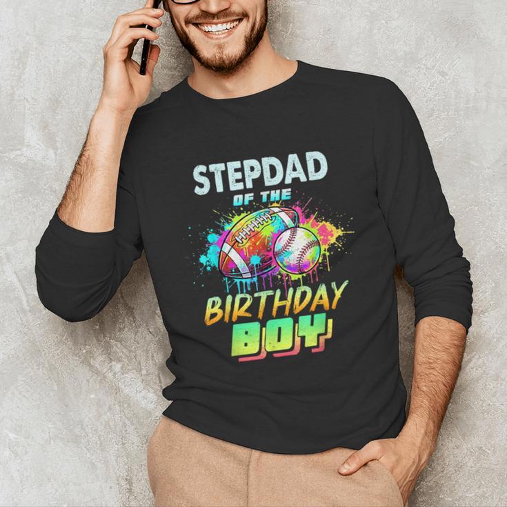Stepdad Of The Birthday Boy Baseball Football Colorful Unisex Long Sleeve T-Shirt