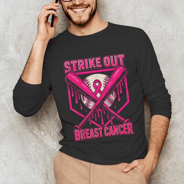 Strike Out Breast Cancer Baseball Ice Cream Drip Unisex Long Sleeve T-Shirt Strike Out Breast Cancer Baseball Ice Cream Drip Unisex Long Sleeve T-Shirt
