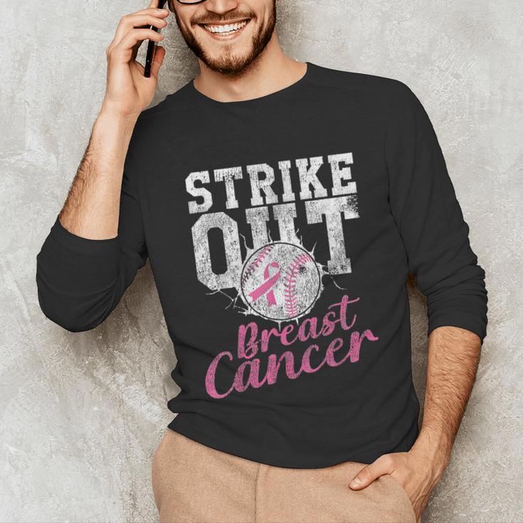 Strike Out Breast Cancer Baseball Warrior Unisex Long Sleeve T-Shirt Strike Out Breast Cancer Baseball Warrior Unisex Long Sleeve T-Shirt