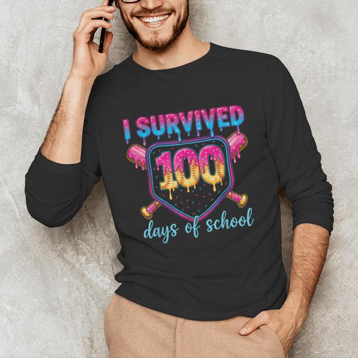 I Survived 100 Days Of School Baseball 100th Day Kids Girls Unisex Long Sleeve T-Shirt