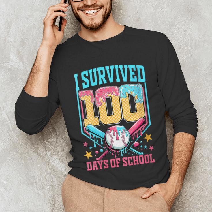 I Survived 100 Days Of School Baseball Drip Students Teacher Unisex Long Sleeve T-Shirt I Survived 100 Days Of School Baseball Drip Students Teacher Unisex Long Sleeve T-Shirt